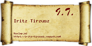 Iritz Tirzusz névjegykártya